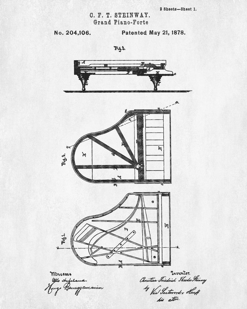 Piano Patent Print Musical Instrument Poster Music Room Decor