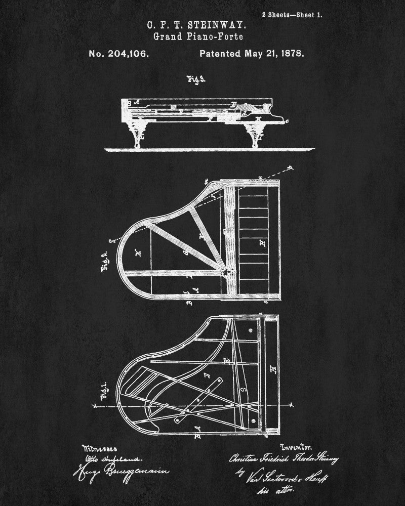 Piano Patent Print Musical Instrument Poster Music Room Decor