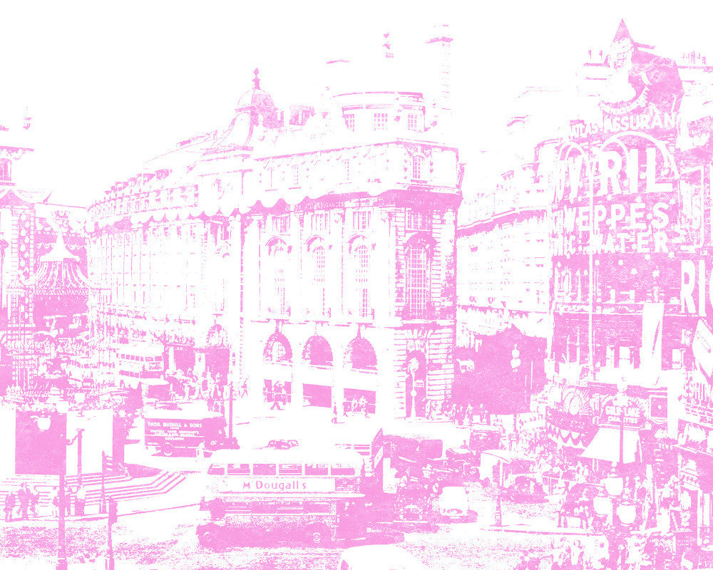 London Piccadilly Circus City Skyline Print Landscape Poster Feature Wall Art