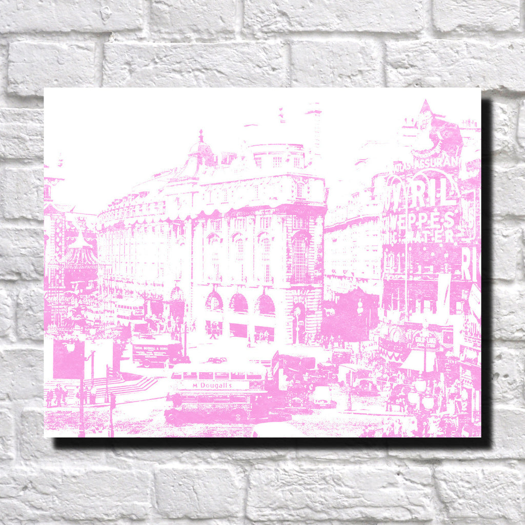 London Piccadilly Circus City Skyline Print Landscape Poster Feature Wall Art