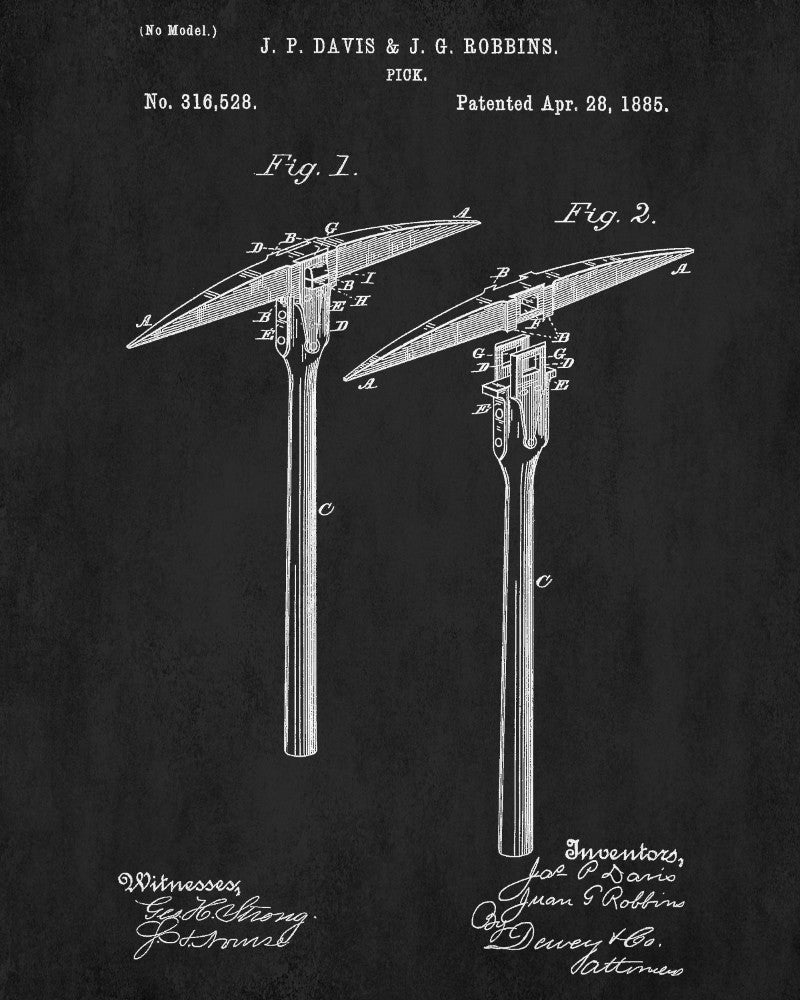 Pick Patent Print Gold Rush Mining Poster