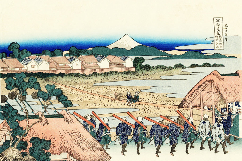 36 Views of Mount Fuji, Pleasure District at Senju, Katsushika Hokusai, Japanese Print