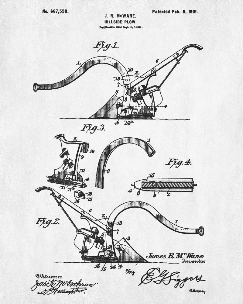 Plough Patent Print Farm Equipment Poster Farming Plow Art