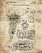 Pneumatic Wrench Patent Print Garage Blueprint Workshop Poster