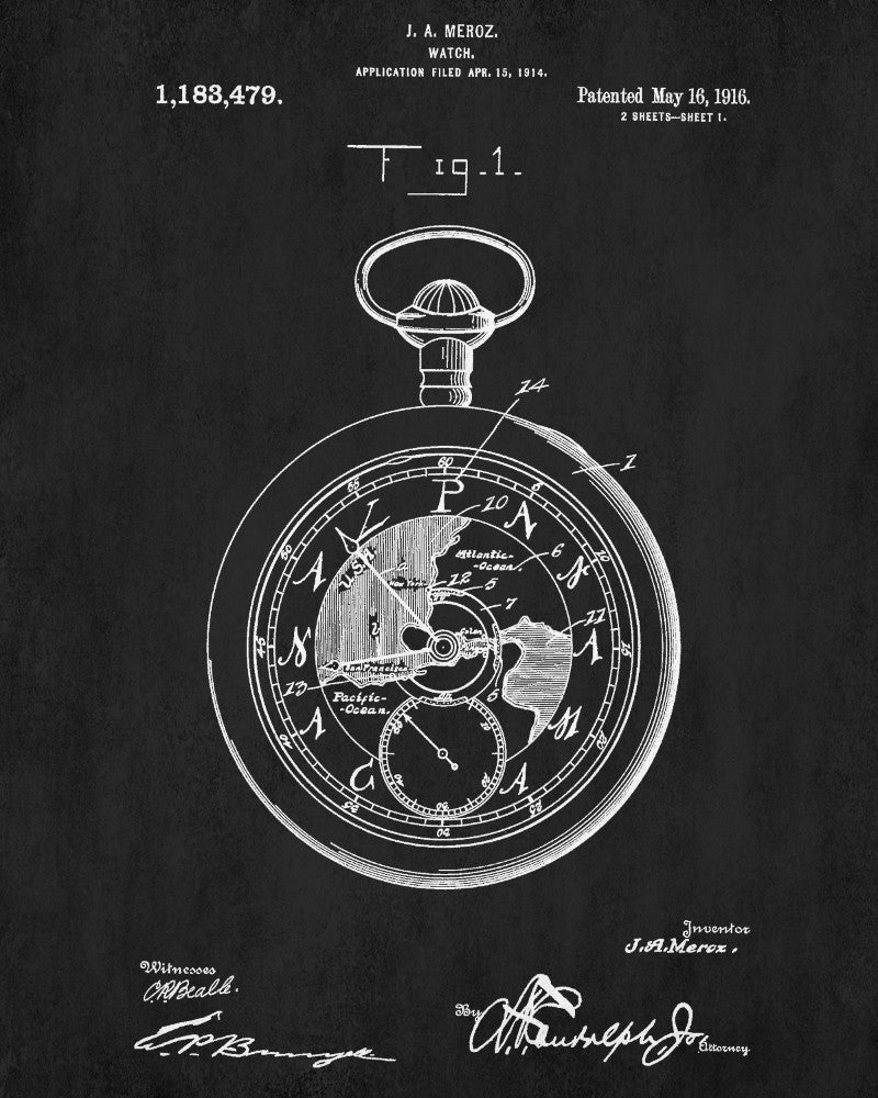 Pocket Watch Patent Print Time Keeping Wall Art Poster - OnTrendAndFab