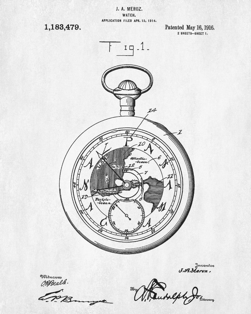 Pocket Watch Patent Print Time Keeping Wall Art Poster - OnTrendAndFab