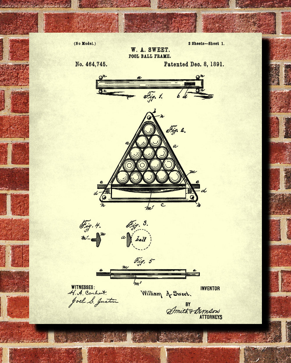 Pool Frame Blueprint Games Room Patent Print Man Cave Poster - OnTrendAndFab