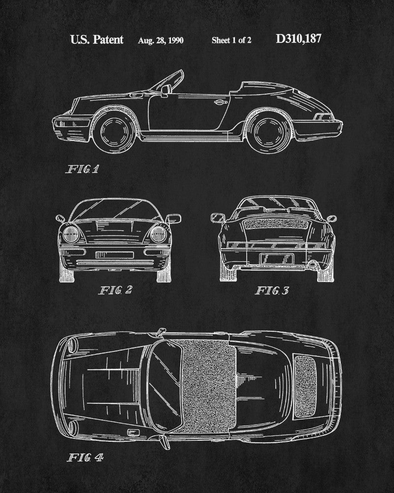 Porsche Patent Print Sports Car Poster Motoring Wall Art - OnTrendAndFab