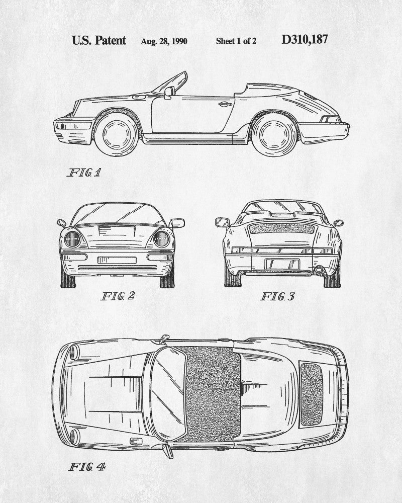 Porsche Patent Print Sports Car Poster Motoring Wall Art - OnTrendAndFab