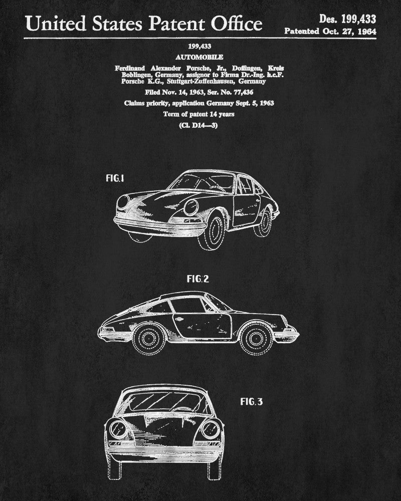 Porsche Patent Print Sports Car Wall Art Poster - OnTrendAndFab
