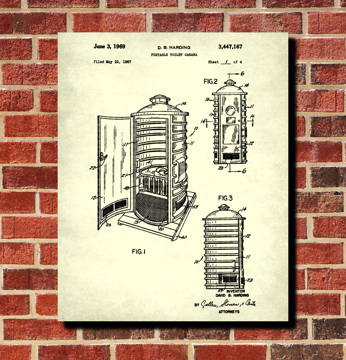 Portable Toilet Patent Print Portaloo Blueprint Art Poster