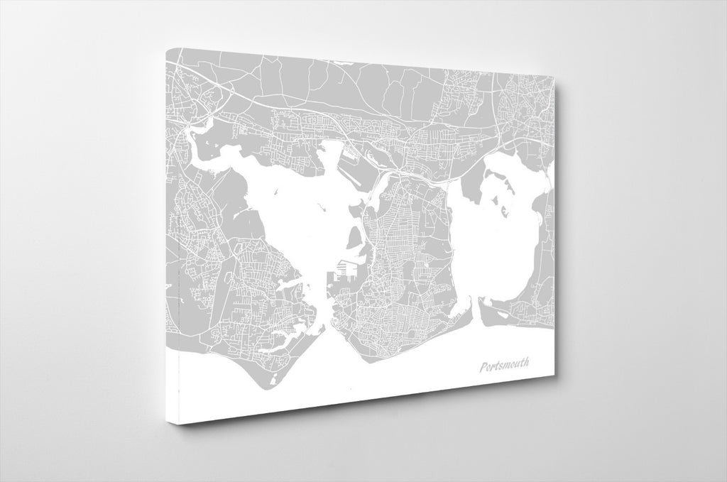 Portsmouth City Street Map Print Modern Art Poster