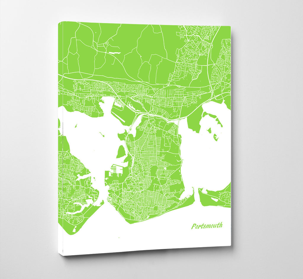 Portsmouth City Street Map Print Modern Art Poster