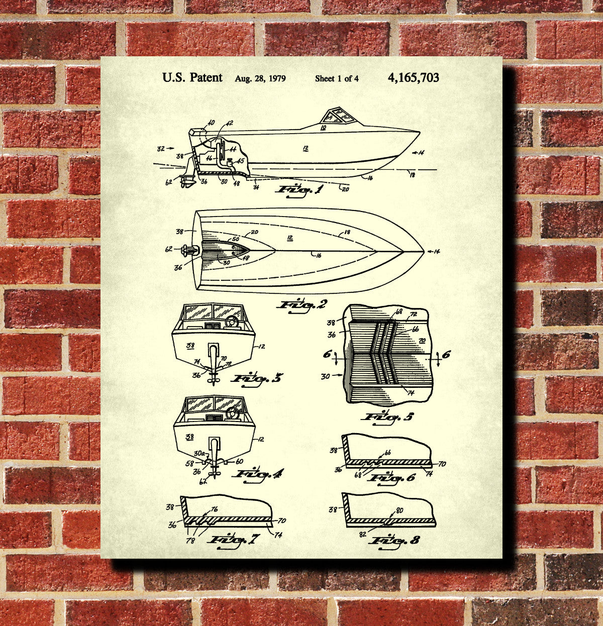Power Boat Patent Print Art Sailing Poster