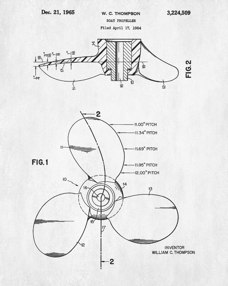 Propellor Blueprint Art Nautical Patent Print Sailing Poster - OnTrendAndFab