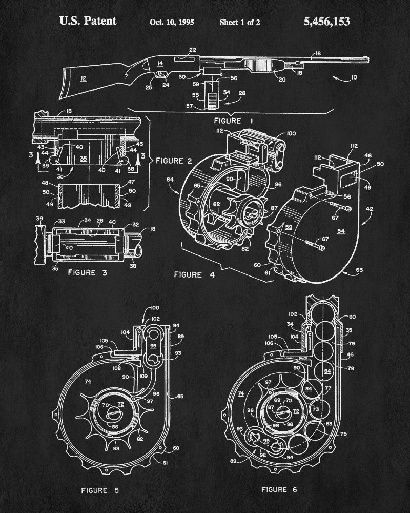 Pump Action Shotgun Patent Print Firearm Poster Gun Wall Art - OnTrendAndFab