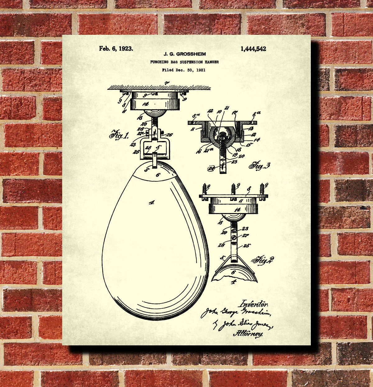 Punch Bag Patent Print Boxing Decor Sports Wall Art