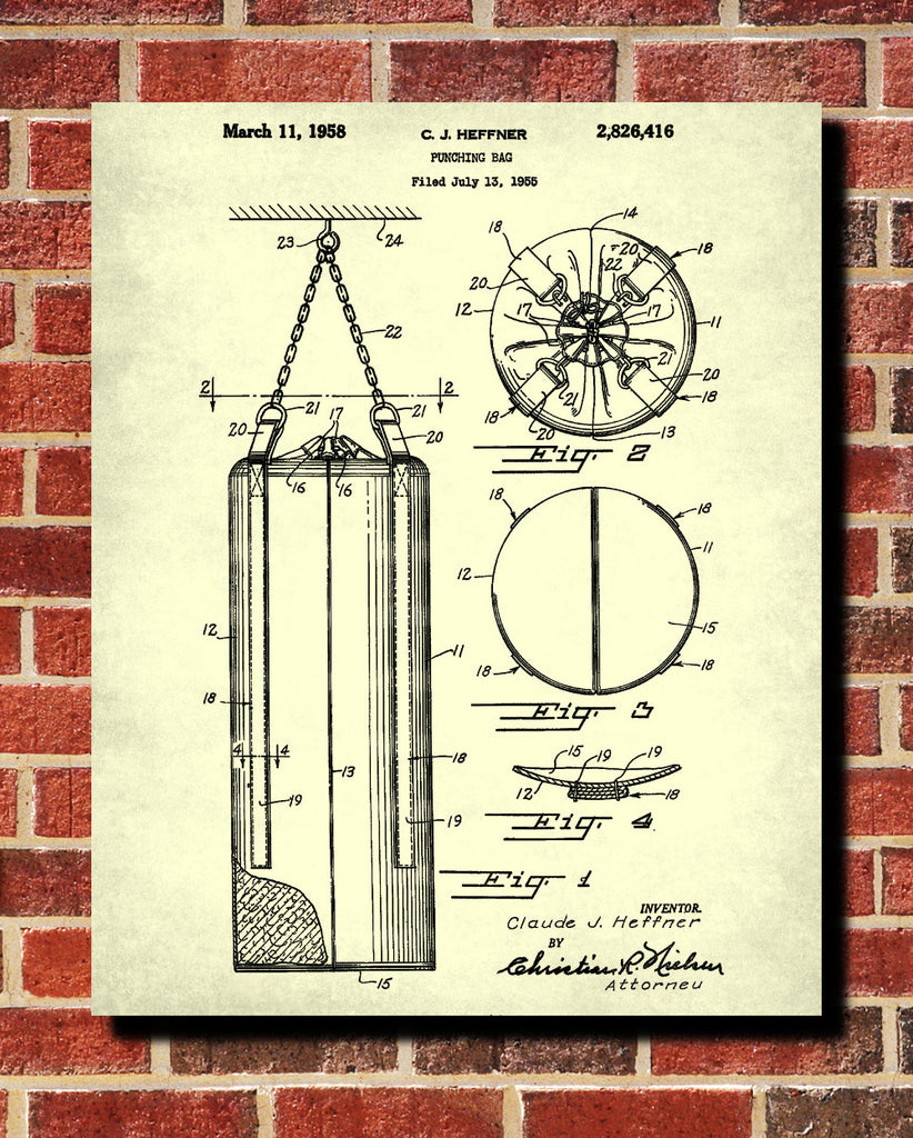 Punch Bag Patent Print Boxing Poster Sports Wall Art - OnTrendAndFab