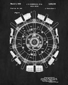 Radial Engine Patent Print Aircraft Blueprint Art Poster