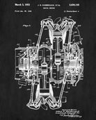 Radial Engine Patent Print Aviation Blueprint Art Poster