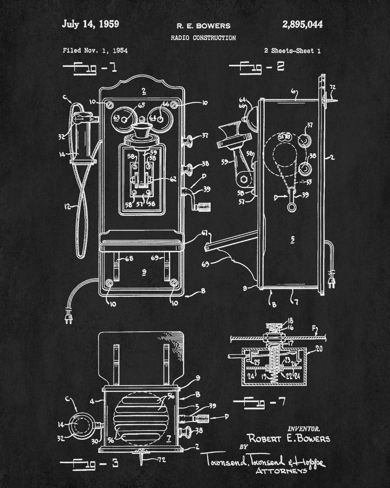 Radio Telephone Patent Print Technology Blueprint Poster - OnTrendAndFab