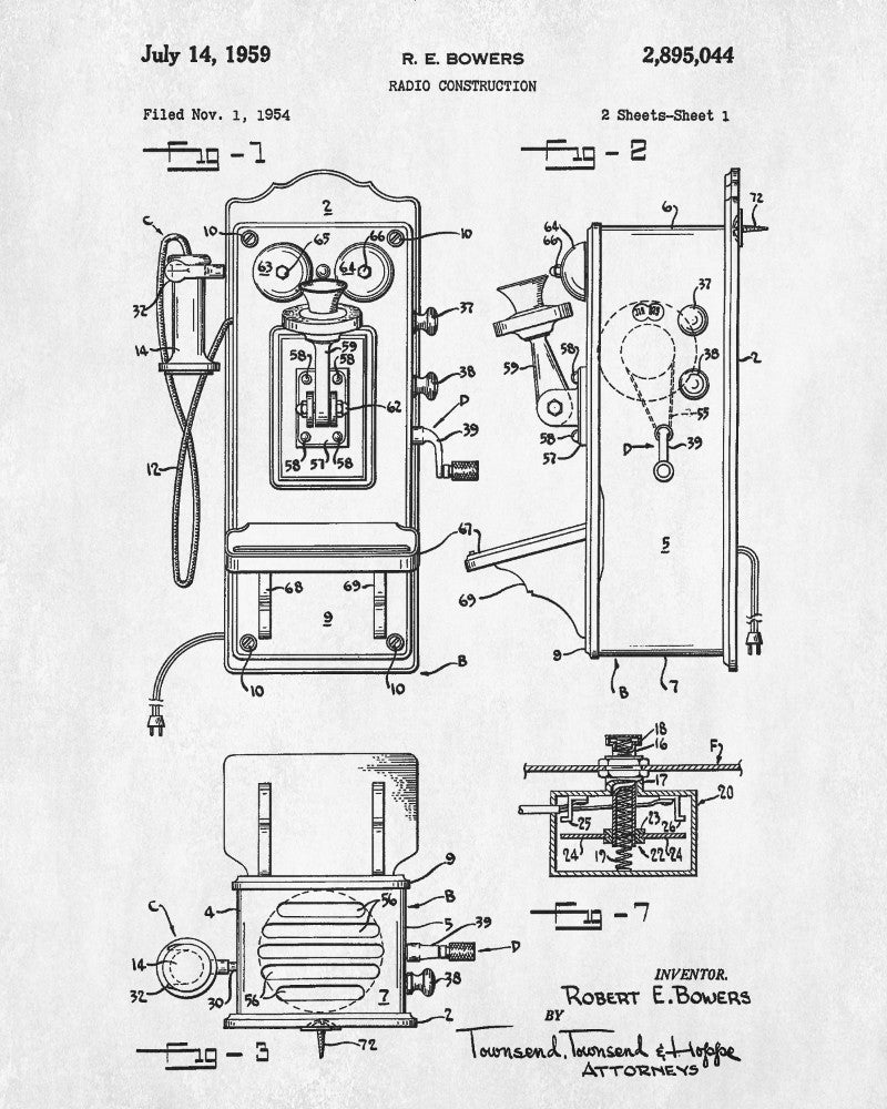 Radio Telephone Patent Print Technology Blueprint Poster - OnTrendAndFab
