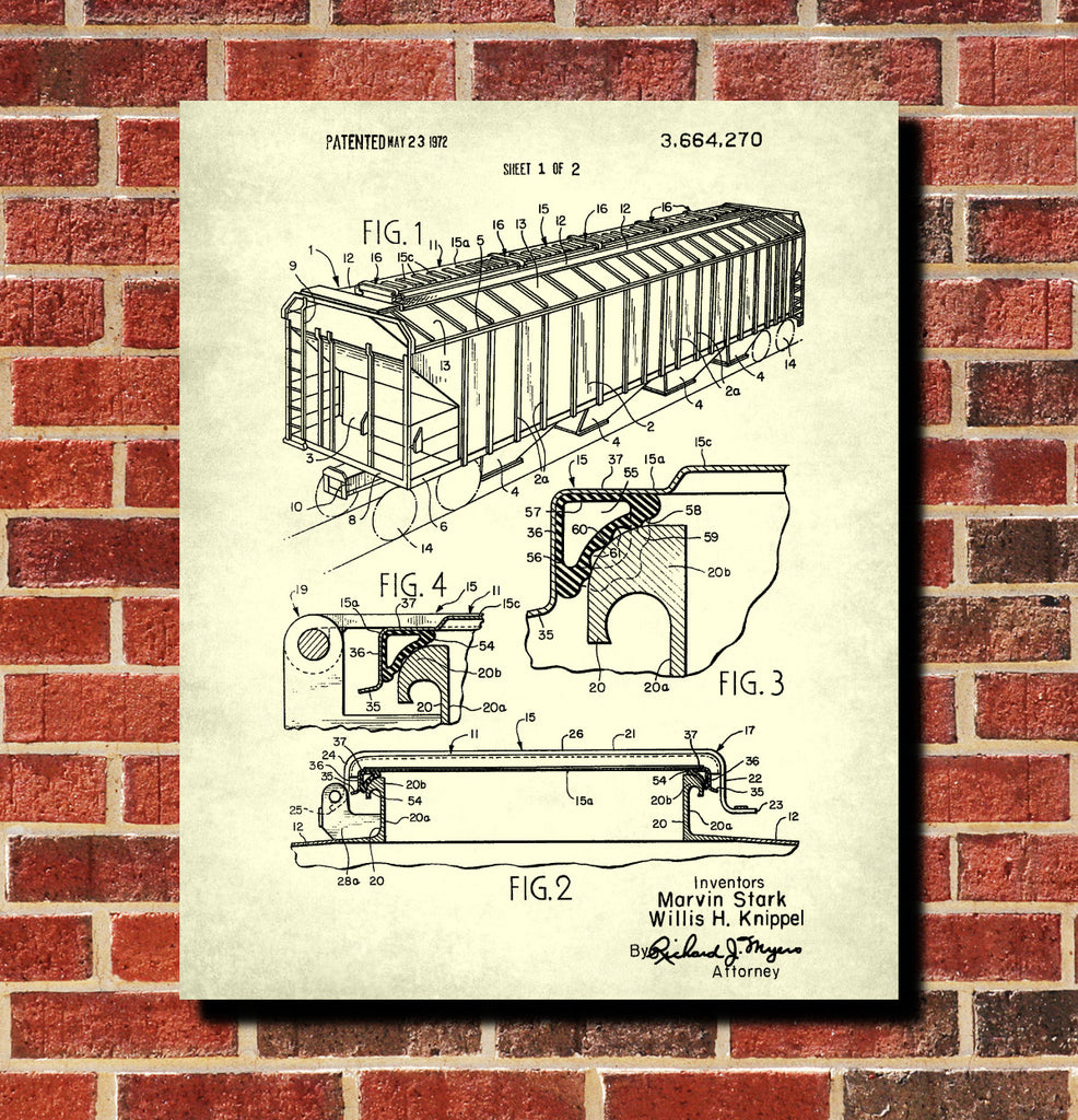 Railroad Patent Print Railway Hopper Car Train Poster