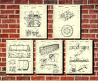 Railroad Patent Prints Set 5 Railway Posters Trains