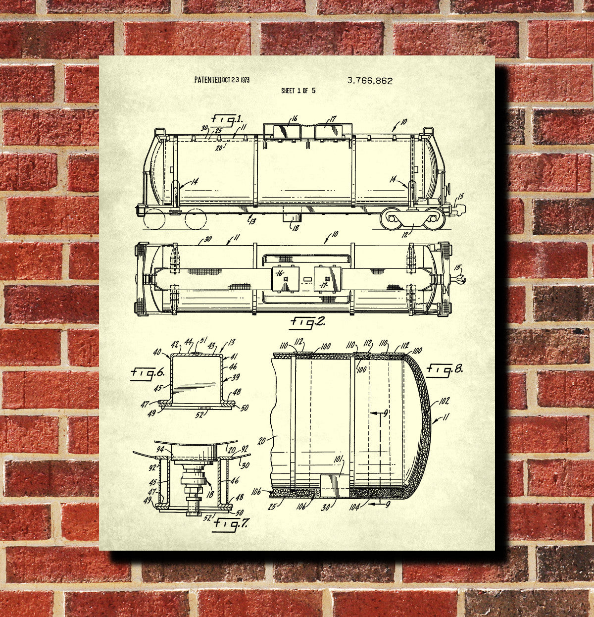 Railroad Patent Print Railway Tank Car Train Poster