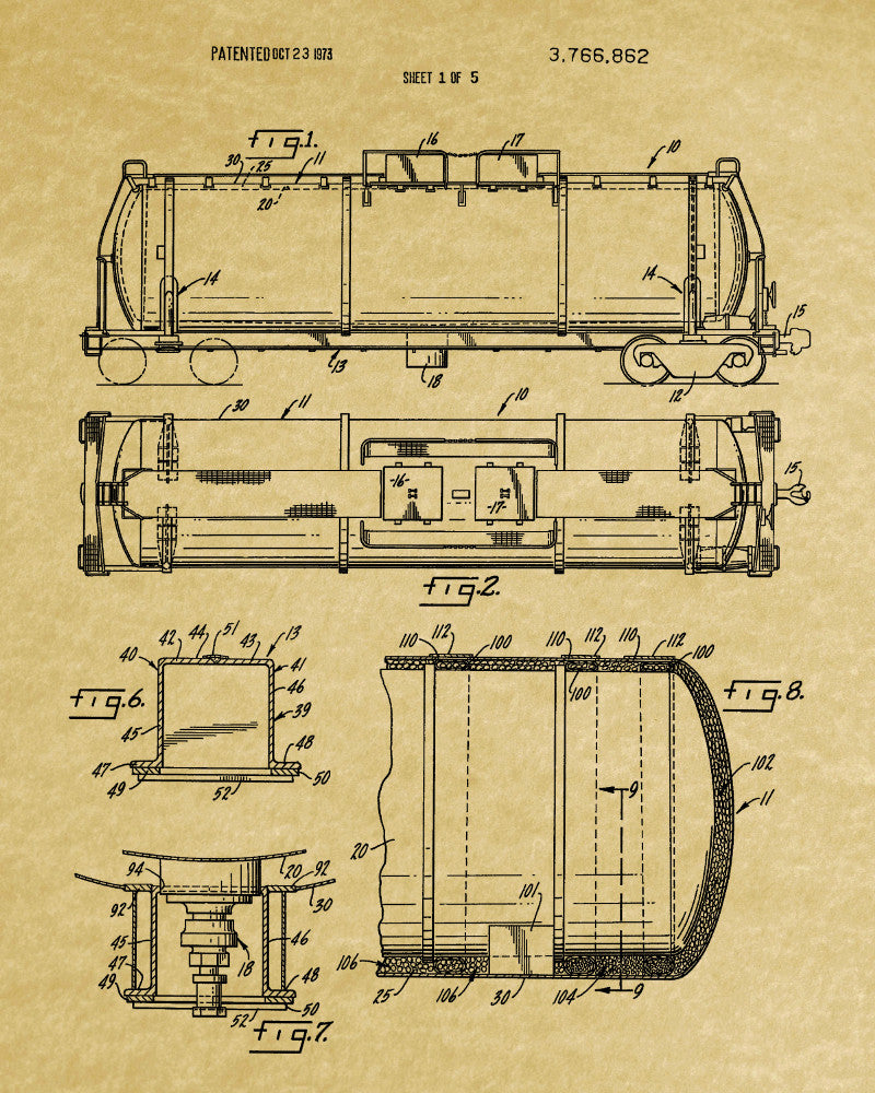 Railroad Patent Print Railway Tank Car Train Poster