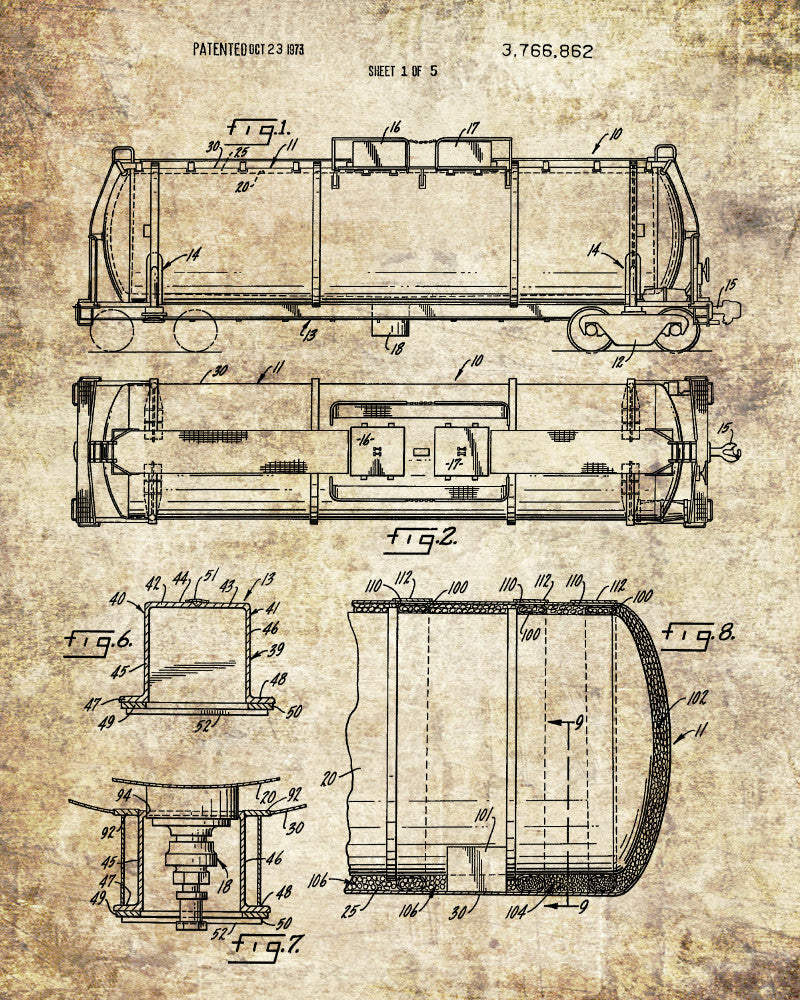 Railroad Patent Print Railway Tank Car Train Poster