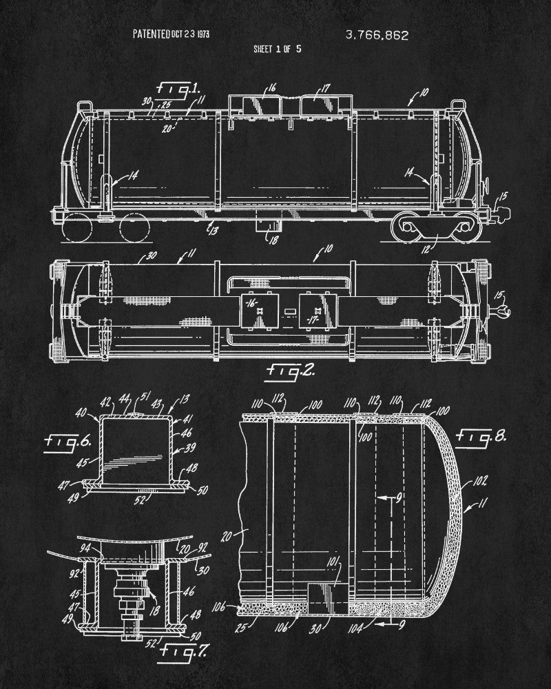 Railroad Patent Print Railway Tank Car Train Poster