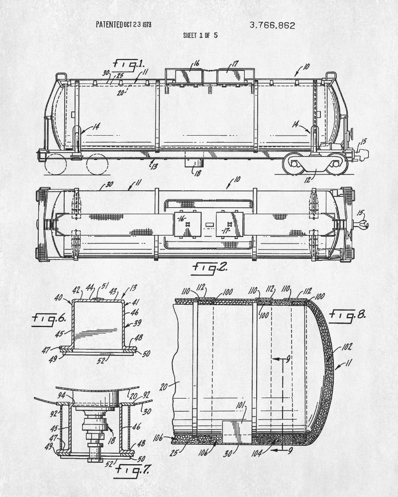 Railroad Patent Print Railway Tank Car Train Poster