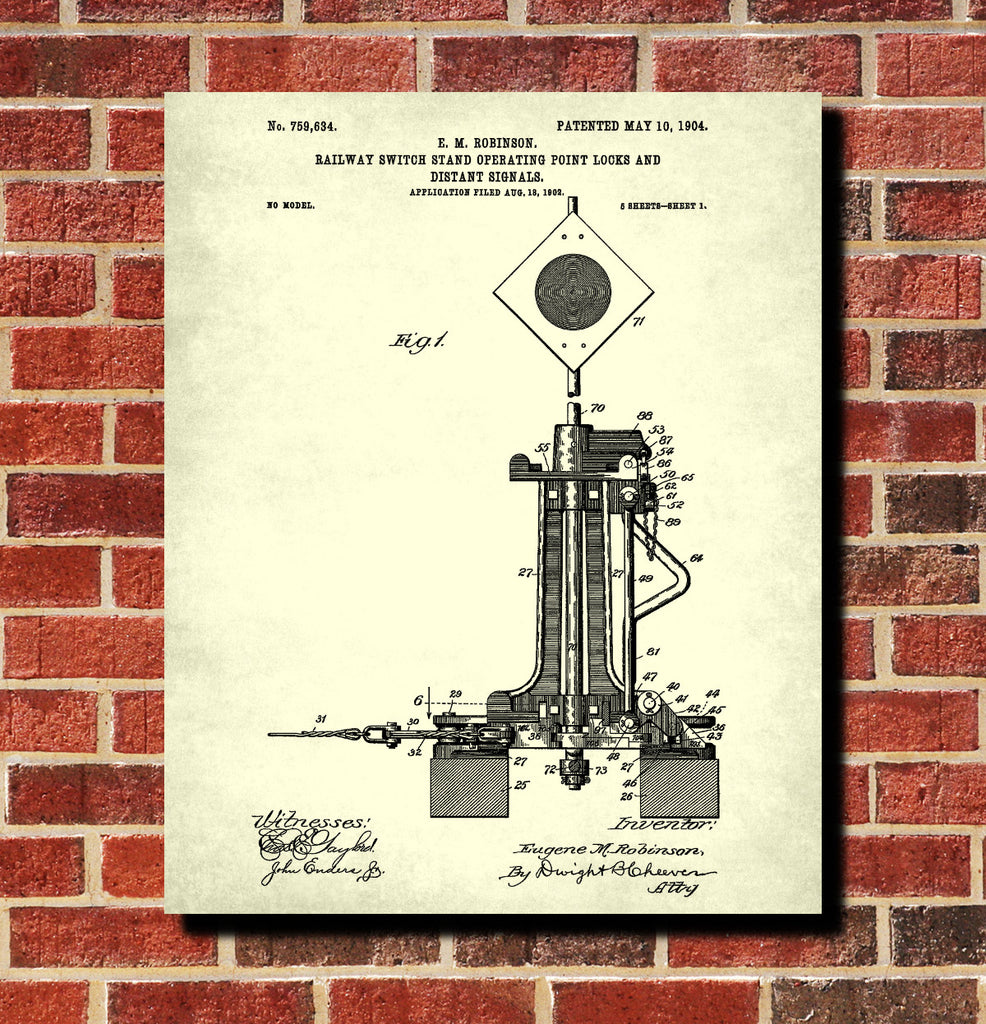 Railway Patent Print Railroad Signal Train Poster