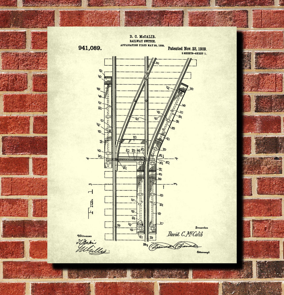 Railroad Patent Print Railway Points Switch Train Poster