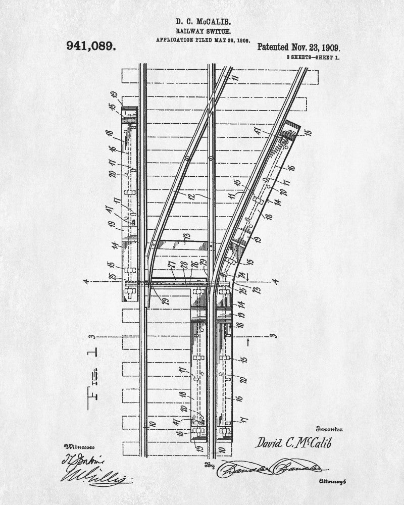 Railroad Patent Print Railway Points Switch Train Poster