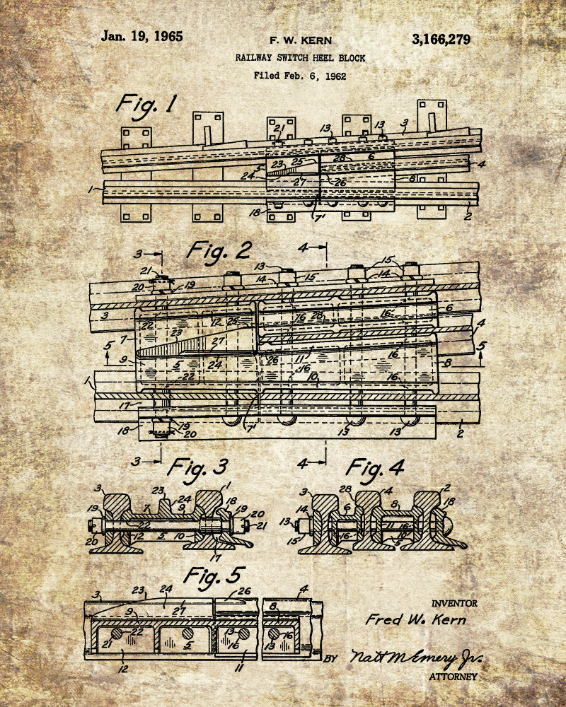 Railroad Patent Poster Railway Points Switch Train Print