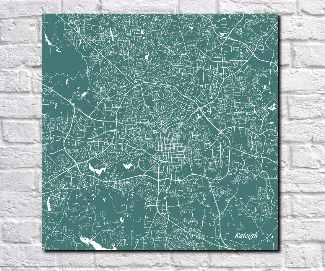 Raleigh City Street Map Print Custom Wall Map - OnTrendAndFab