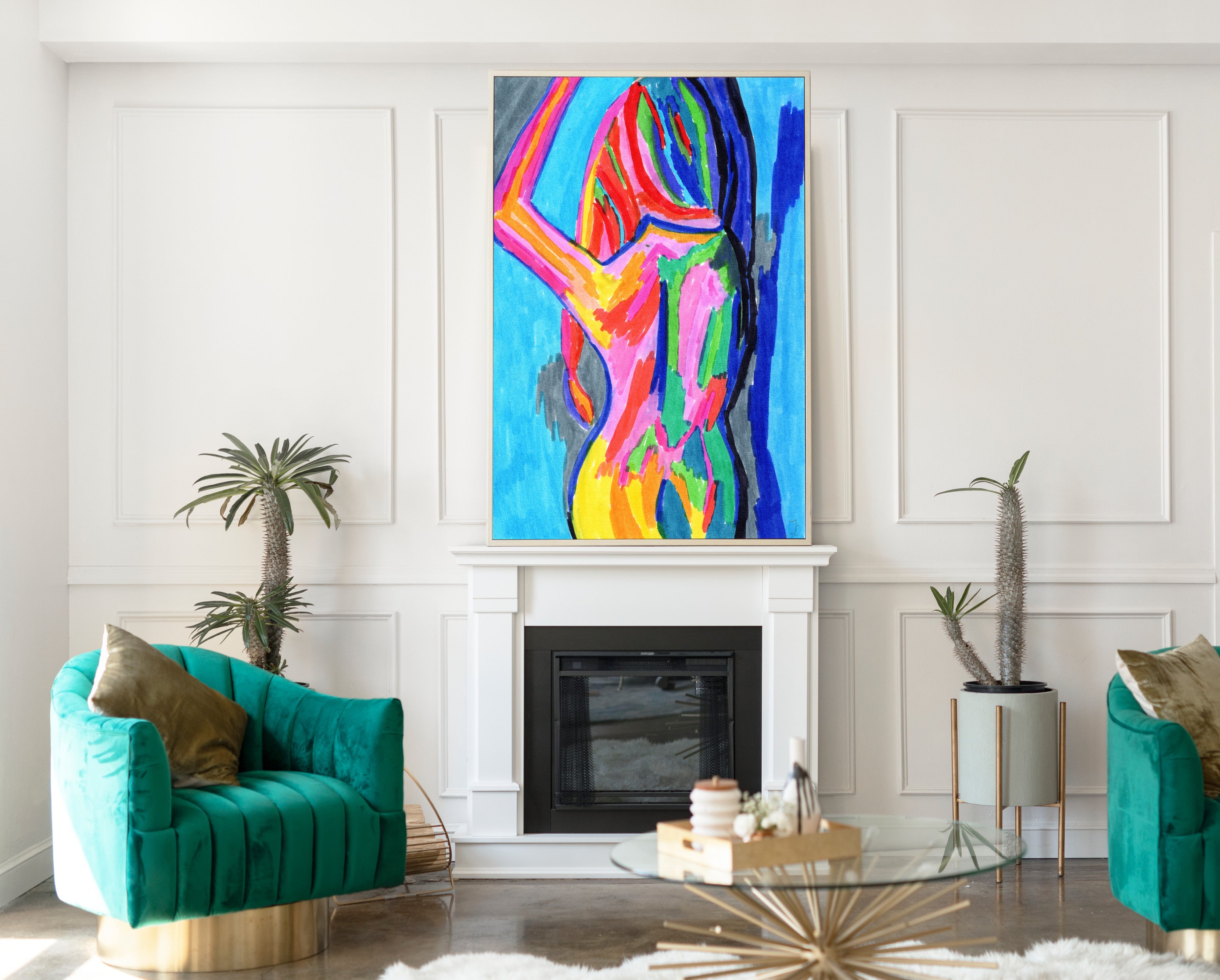 Abstract Nude, Rearview, Bright Art Print