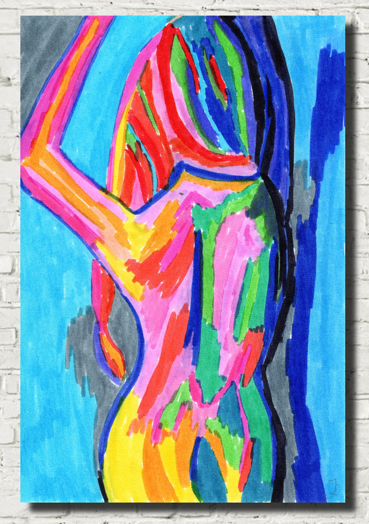 Abstract Nude, Rearview, Bright Art Print