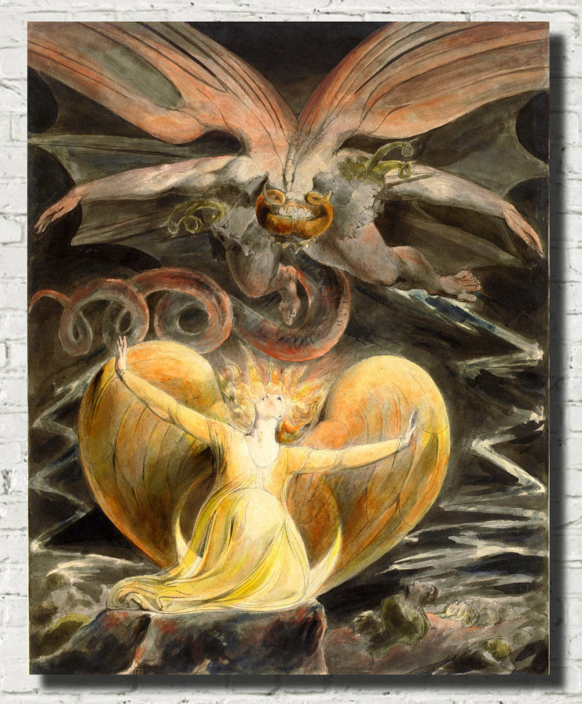 William Blake Fine Art Print, Great Red Dragon, Woman Clothed in Sun