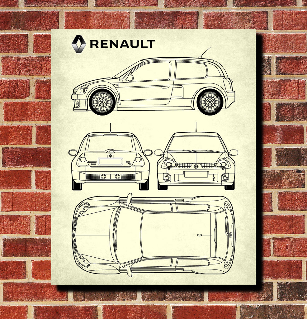 Renault Clio Sport V6 Patent Print Sports Car Poster