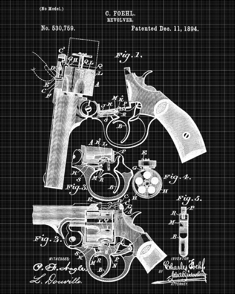 Revolver Patent Poster Firearm Art Handgun Print - OnTrendAndFab