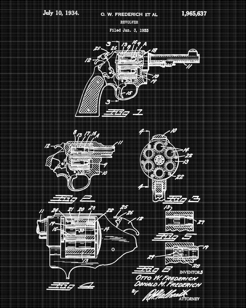 Handgun Patent Poster Revolver Art Weapons Print - OnTrendAndFab