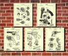 Revolver Patent Prints Set 5 Gun Posters