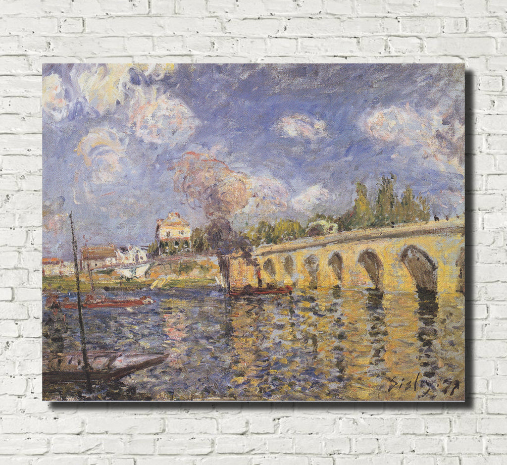 Alfred Sisley Fine Art Print River Steamboat and Bridge Impressionist Painting