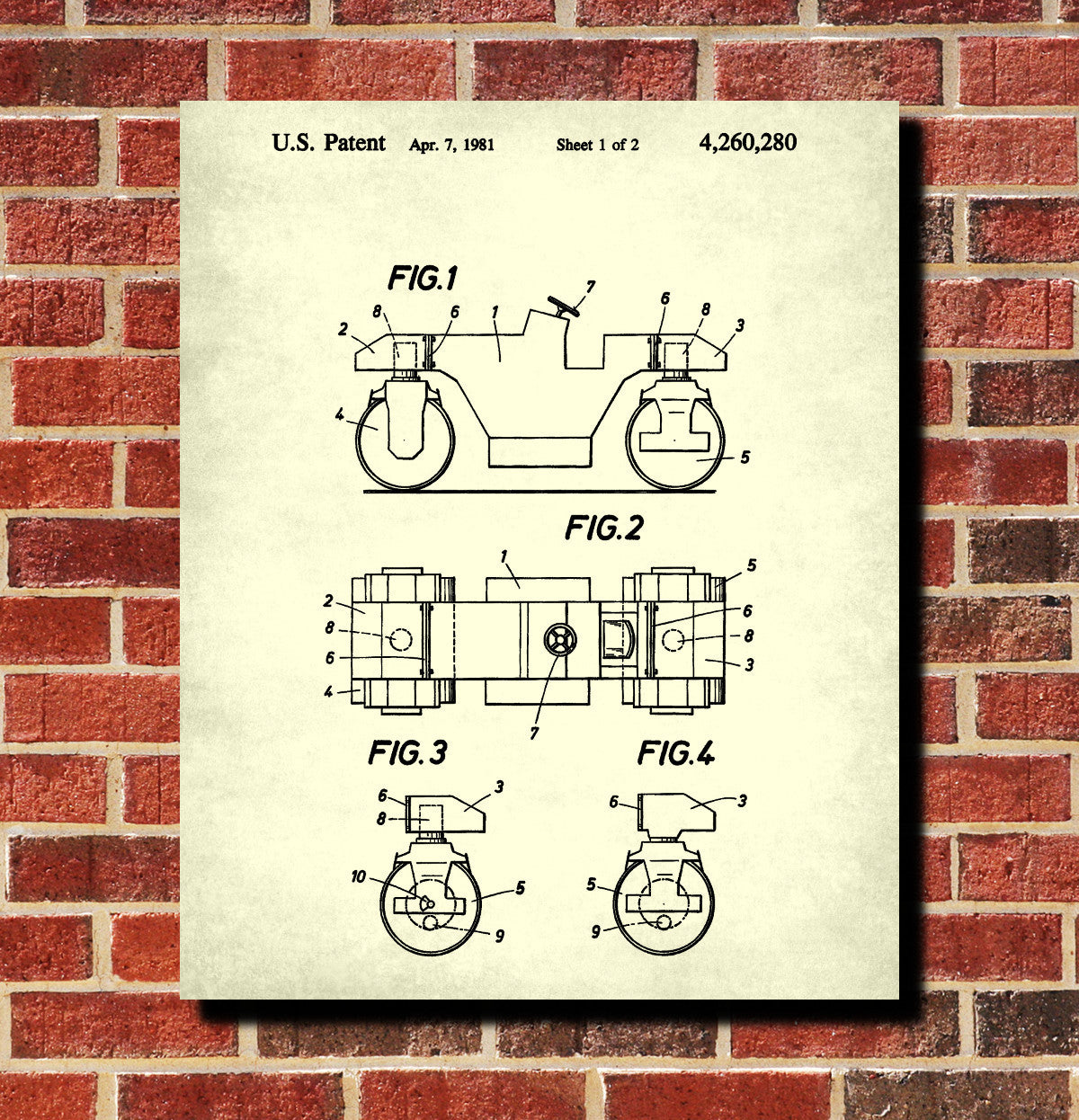 Road Roller Patent Print Construction Blueprint Poster