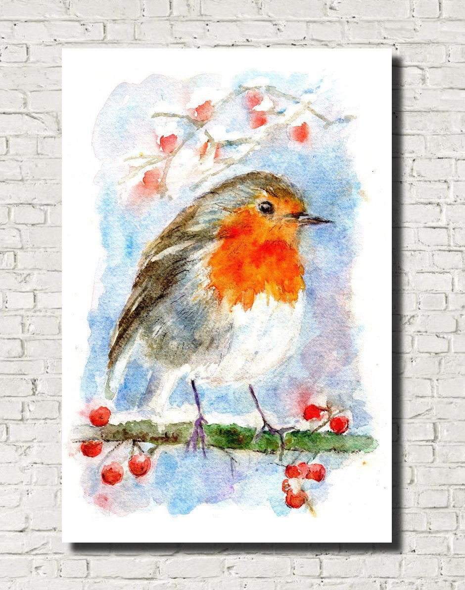 Robin Watercolour Print, Andi Lucas Wildlife Art