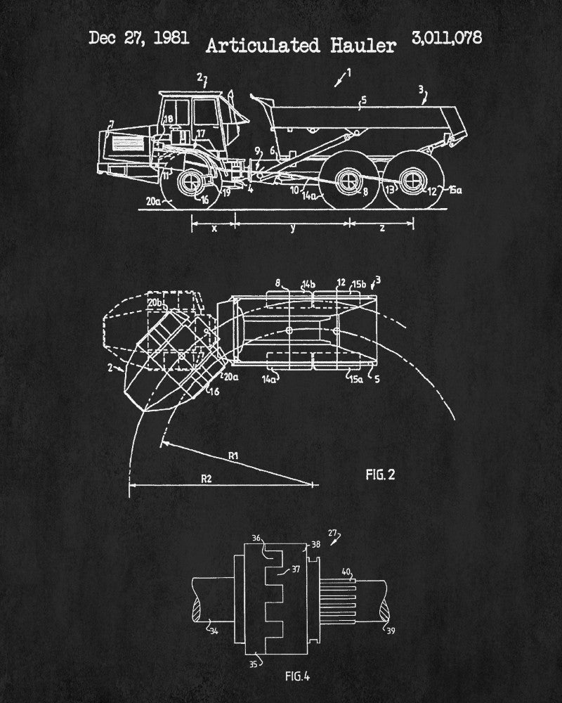 Rock Truck Patent Print Mining Equipment Poster Klondike Gold Rush