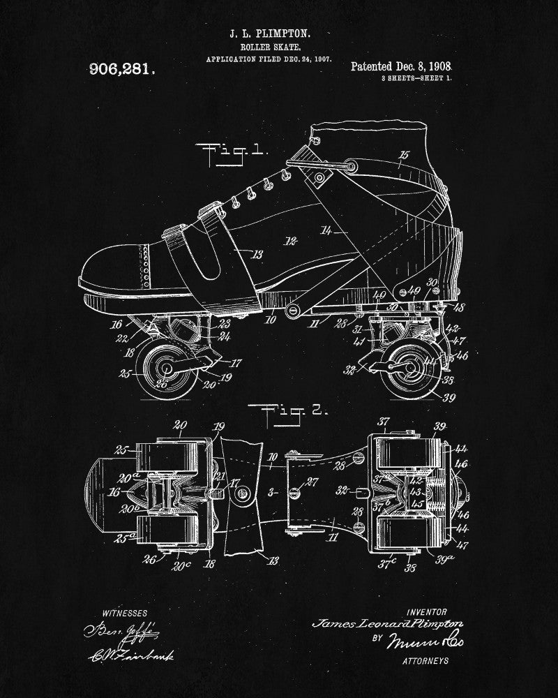 Roller Skate Patent Print Skating Blueprint Sports Poster - OnTrendAndFab